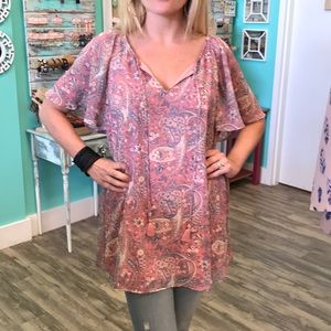 SOLD Juana Tassel Tunic, Blushing Paisley